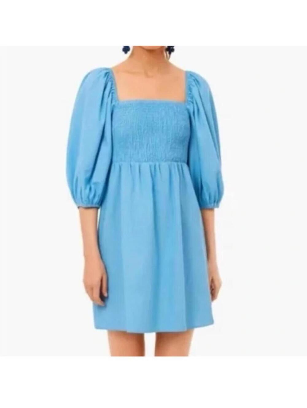 Tuckernuck Annie Mini Dress Smocked Puff Sleeve Size XXXL Linen Blend